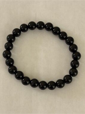 Black Obsidian 8mm Beaded Stretch Bracelet Unisex